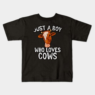 Just A Boy Who Loves Cows Kids T-Shirt